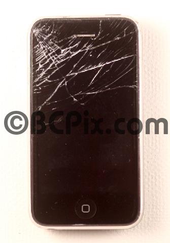 Product picture Broken glass on powered off smart phone